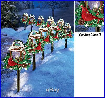 SET OF 10 RED BIRDS CHRISTMAS OUTDOOR HOLIDAY YARD LIGHTS DECOR NEW