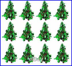 SET OF 12 CHRISTMAS TABLE TOP DECORATION MINI XMAS TREE HOLIDAY TOPPER ORNAMENT