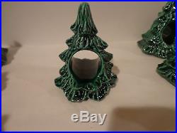 SET OF 16 CERAMIC CHRISTMAS TREE NAPKIN RINGS / TABLE DECOR
