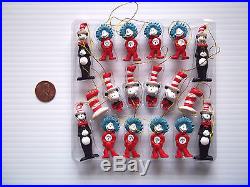 SET OF 18 CAT IN THE HAT DR SEUSS CHRISTMAS TREE ORNAMENTS THING ONE THING TWO