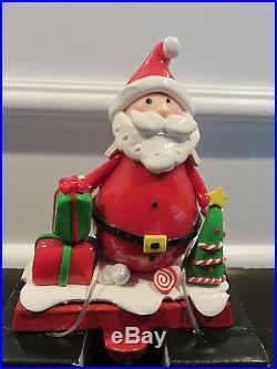 SET OF 2 BRAND NEW Santa Christmas Stocking Holder Hanger Metal Fireplace Hook