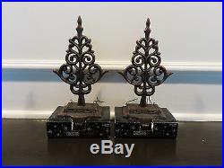 SET OF 2 NEW Cast Metal Christmas Tree Stocking Holder Hanger Fireplace Hook