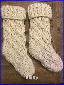 SET OF TWO NEW Chunky Knit Anthropologie Christmas Holiday Stocking Madison 88