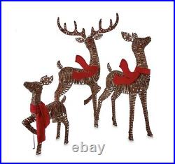 SET of 3 LIGHT up RATTAN LOOK DEER FAMILY With 210 CHRISTMAS LIGHTS, Outdoor Decor