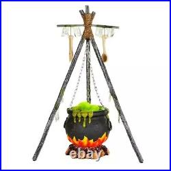 SHIPS NOW Home Accents 5ft Moonlight Magic LED Bubbling Cauldron with Fire New