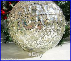 SILVER MERCURY GLASS PATTERNED VINTAGE KUGEL STYLE GLASS ORNAMENT. GORGEOUS