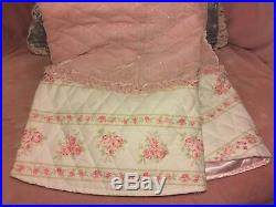 SIMPLY SHABBY CHIC QUILTED PINK VELVET FLORAL TREE SKIRT withRUFFLE RACHEL ASHWELL