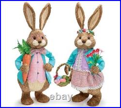 SISAL BUNNY COUPLE IN PURPLE AND TEAL 30 Easter Decor SHIPS WITHIN 15 DAYS OF