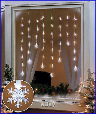 SNOWFLAKE LED Window Hanging Icicle Lights Indoor Home Holiday Christmas Decor