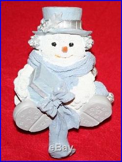 SNOW BABIES Christmas Stocking Holder RESIN SNOWMAN HOOK HOLIDAY DECOR WHITE BL