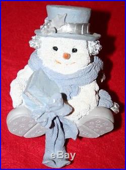 SNOW BABIES Christmas Stocking Holder RESIN SNOWMAN HOOK HOLIDAY DECOR WHITE BL