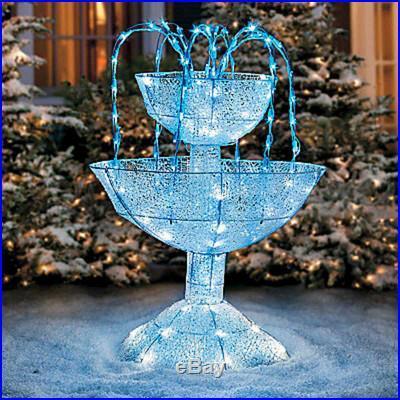 SPARKLING LED LIGHTED CHRISTMAS FOUNTAIN OUTDOOR YARD DECOR NEW