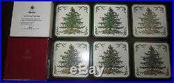 SPODE CORK COASTERS CHRISTMAS TREE SET OF 6 With BOX HOLIDAY ENGLAND MINT