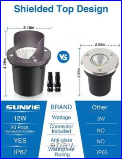 SUNVIE 12W Low Voltage Landscape Lights Waterproof Outdoor In-Ground White