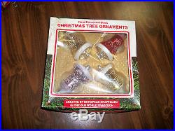 SUPER NICE VINTAGE CHRISTMAS TREE GLASS BELL ORNAMENTS SET OF 4