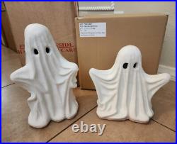 S/3 Pottery Barn Handcrafted Ceramic MINI SHORT TALL Ghost Luminary Halloween