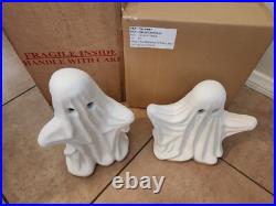 S/3 Pottery Barn Handcrafted Ceramic MINI SHORT TALL Ghost Luminary Halloween