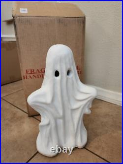 S/3 Pottery Barn Handcrafted Ceramic MINI SHORT TALL Ghost Luminary Halloween