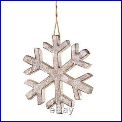 Sage & Co. Lodge Wood Snowflake Christmas Ornament Set of 4