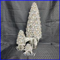 Salzburg Creations Holiday/Winter Tree Set of 3 Silver Wired Topiary Christmas
