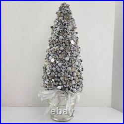 Salzburg Creations Holiday/Winter Tree Set of 3 Silver Wired Topiary Christmas