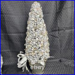 Salzburg Creations Holiday/Winter Tree Set of 3 Silver Wired Topiary Christmas