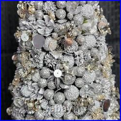 Salzburg Creations Holiday/Winter Tree Set of 3 Silver Wired Topiary Christmas