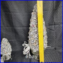 Salzburg Creations Holiday/Winter Tree Set of 3 Silver Wired Topiary Christmas
