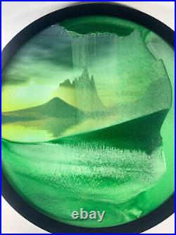 Sand Art 23 Inch Green Mountain Sun Set Moving Wall Sandelier Scenery Background