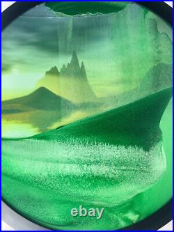 Sand Art 23 Inch Green Mountain Sun Set Moving Wall Sandelier Scenery Background