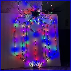 Santa Best Christmas Present Lightshow Lighted Silhouette Wireframe Red Green