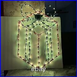 Santa Best Christmas Present Lightshow Lighted Silhouette Wireframe Red Green