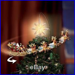 Santa Christmas Tree Topper Lighted Animated Rotating Reindeer Holiday Decor New