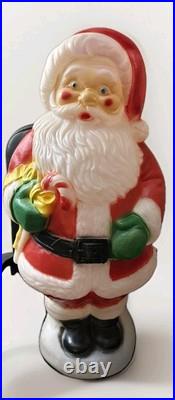 Santa Claus Blow Mold Candy Cane Lighted Christmas 31 General Foam Vtg