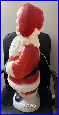 Santa Claus Blow Mold Candy Cane Lighted Christmas 31 General Foam Vtg