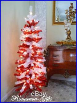 Santa Claus Christmas Candy Cane Tree 5 ft Prelit Peppermint RED&White Branches