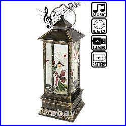 Santa Claus Christmas Musical Snow Globe Battery Operated LED Lighted Lantern