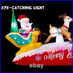 Santa Claus Deer Inflatable Blow Up LED Light Xmas Decor Outdoor Christmas Party