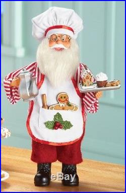 Santa Claus Gingerbread Pastry Chef Kitchen Statue Christmas Holiday Home Decor