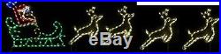 Santa Claus Sleigh w 4 Reindeer Outdoor LED Lighted Decoration Steel Wireframe