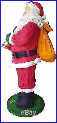 Santa Claus Statue Santa Claus with Bell and Gift Bag Christmas Decoration