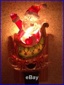Santa Claus in Sled or Sleigh Christmas Holiday Night Light NIB