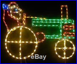 Santa Claus on JD Tractor Outdoor Holiday LED Lighted Decoration Steel Wireframe