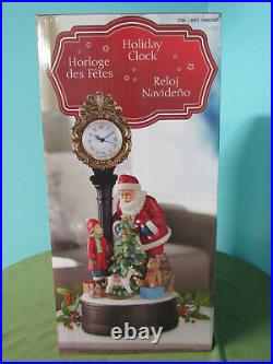 Santa Holiday Clock LED Christmas Tree Figure Table Sculpture Centerpiece Decor