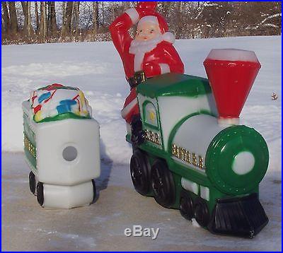 Santa R. R. Train Blow Mold Jumbo Indoor Outdoor Christmas Display + Tender Car