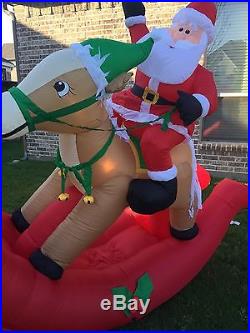 Santa Rockin Horse Animated Large Inflatable Holiday Living Gemmy 7.5 FT