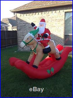 Santa Rockin Horse Animated Large Inflatable Holiday Living Gemmy 7.5 FT