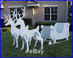 Santa Sleigh Reindeer Set Christmas Outdoor Yard Decor 2 Vintage Style Met