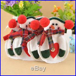 Santa Snowman Christmas Silverware Holder Pocket Holiday Party Decor 8pcs