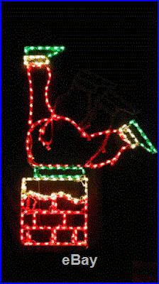 Santa Stuck in Chimney animated Outdoor LED Lighted Decoration Steel Wireframe
